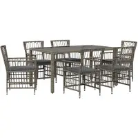 Syfax Ensemble de jardin en résine tressée, 7 pièces, couleur gris