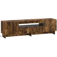 Syfax Meuble TV en bois stratifié imitation chêne fumé