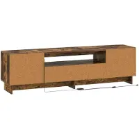 vidaXL Meuble TV LED en bois imitation chêne fumé