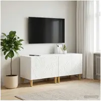 vidaXL : Meuble TV haut de gamme, blanc brillant, en panneaux de particules