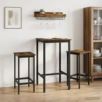 Prolenta Maison Exclusive - 2 tabourets de bar. Bois fumé. Dimensions : 40 x 32 x 74 cm. Matériau : bois composite