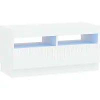 vidaXL Meuble TV LED blanc en panneaux de particules