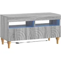 vidaXL Étagère LED pour téléviseur, 3 pièces, couleur Sonoma gris, en bois composite