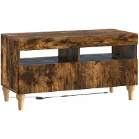 vidaXL Étagère LED pour téléviseur, 3 pièces, imitation chêne fumé, panneau de fibres de bois