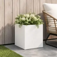 Prolenta Maison Exclusive - Pot de jardin blanc, 25 x 25 x 25 cm, en acier laminé à froid