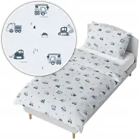 ANKRAS Linge de lit enfant 140x200 Excavatrice bleue