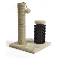 Amazon Basics Arbre à chat pour chats d'intérieur, petit, avec brosse pour chaton, 42 cm, beige