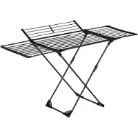 KINGHOFF Sèche-linge pliable pour vêtements, modèle KH 2043, longueur 27 mètres, capacité jusqu'à 20 kg, en acier, de couleur noire