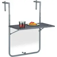Northix Table suspendue pliable grise pour balcon