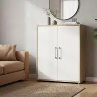 Dmora Warszawa - Buffet, 89x40x113h cm Chêne Marron, 2 Étagères
