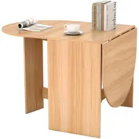Costway Table de salle à manger pliante, Table de cuisine pour 4-7 personnes, Table de salle à manger pouvant supporter jusqu'à 60 kg Bois pour petits espaces 163x80x75cm Naturel