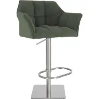 BellaFurn Tabouret de bar Cordelia - Tabouret de bar moderne - Réglable et robuste jusqu'à 240 kg, inox, textile vert