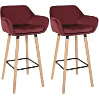 BellaFurn Tabouret de bar, tabouret velours, grand confort d'assise - Moderne - Bois de hêtre | Couleur : rouge