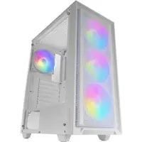 Mars Gaming Boîtier Gaming ATX - - MC-AIR - 4 Ventilateurs FRGB 120mm - Panneau Avant Mesh - Verre Trempé Blanc