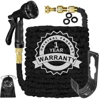 Famanu Tuyau d'arrosage extensible - léger et flexible - 30 mètres (100 pieds) - noir