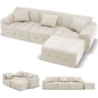 COMHOMA Canapé d'angle , 245 x 60 x 40 cm, canapé modulable avec fonction couchage, canapé-lit, canapé en L pour le salon, emballé sous vide, combinable à volonté