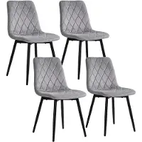 Relaxdays , ensemble de 4 chaises de salle à manger, en velours, avec pieds en métal, capacité de 120 kg, idéales pour le salon et la cuisine, chaise de cuisine rembourrée, couleur gris