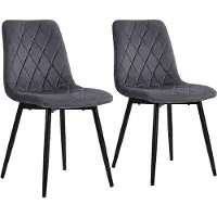 Relaxdays , ensemble de 2 chaises de salle à manger, velours, pieds en métal, capacité de 120 kg, idéales pour le salon et la cuisine, chaise de cuisine rembourrée, couleur anthracite