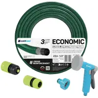 Cellfast Tuyau d'arrosage économique, 1/2", 20 mètres, avec pistolet de pulvérisation, raccordement avec filetage intérieur de 3/4" et raccords rapides de 1/2" pour connexion et déconnexion