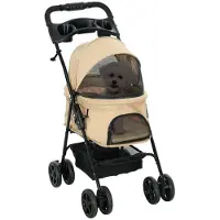 BellaFurn Poussette pour chiens, idéale pour les petites races, pliable. | Couleur : Kaki | Dimensions : 45 x 67 x 96 cm