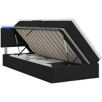 vidaXL Lit de rangement à LED avec matelas, noir, 90 x 200 cm, tissu