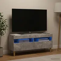 Prolenta Meuble TV LED "ARNHEM" - 100 x 35 x 43 cm - Gris béton - Panneau de particules