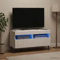 Prolenta Meuble TV exclusif - ZWOLLE, 81 x 35 x 43 cm, blanc, fabriqué en panneaux de particules
