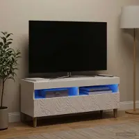 Prolenta Maison Exclusive - Meuble TV LED, finition laquée blanche, en panneaux de particules