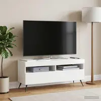 Prolenta Maison Exclusive - Meuble TV LED, finition laquée blanche, en panneaux de particules
