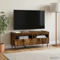 Prolenta Meuble TV exclusif - HAARLEM, 100 x 35 x 43 cm, en chêne fumé