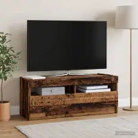 Prolenta Maison Exclusive - Meuble TV en bois massif et panneaux de particules, finition bois vieilli