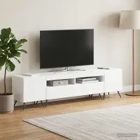 Prolenta Maison Exclusive - Meuble TV LED BREDA, 3 pièces, en bois stratifié blanc brillant