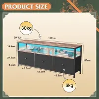 StarTech.com Meuble TV bas - Console multimédia - 137 cm - Aspect bois de teck - Tiroirs en tissu noir - Structure métallique - Idéal pour le salon