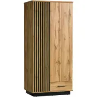 Feldmann-Wohnen Armoire de rangement Lamia 90 x 52 x 193 cm, chêne Wotan noir, 2 portes