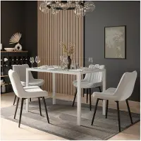Vicco Ensemble de table à manger Grand Blanc 120x70cm avec 4 chaises (beige), Model 63367