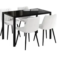 Vicco Ensemble de table à manger Grand Noir 120x70cm avec 4 chaises (beige), Model 63361