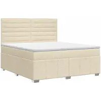 Syfax Lit Boxspring avec matelas Crème 140 x 190 cm Tissu