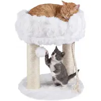 Costway Katzenbaum en peluche, griffoir avec plateforme de repos, poteaux en sisal, balle et corde, tour d'escalade pour chats. Griffoir compact pour chats, dimensions : 40 x 40 x 50,5 cm
