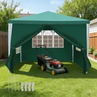 Peviasot Pavillon , 3x3 mètres, tente de jardin étanche, tente de fête avec fenêtres, bâche en PE pour jardin, terrasse, anniversaire, couleur verte