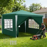 Peviasot Tente de jardin , modèle 3x3 mètres, avec fenêtres et parois latérales, pavillon étanche pour événements en extérieur, couleur verte