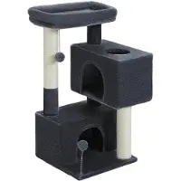 StarTech.com Arbre à chat Kratzbaum 80 cm - Tour d'escalade à 3 niveaux - Plate-forme supérieure amovible - Jouet plumeau - Deux cachettes - Idéal pour les chats d'intérieur - Gris foncé