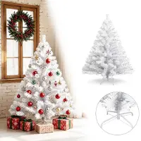 Eikuavons Arbre de Noël artificiel de 150 cm, avec 400 pointes en PVC, sapin de Noël avec pied, arbre de Noël artificiel blanc