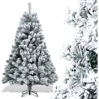 Vigevee Arbre de Noël artificiel , 150 cm, avec effet neige, comprenant un pied en métal avec 550 aiguilles en PVC, idéal pour la décoration de Noël. Couleur : blanc