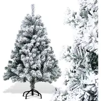 Vigevee Arbre de Noël artificiel , 120 cm, avec effet neige, comprenant un pied en métal avec 340 aiguilles en PVC, idéal pour les fêtes de Noël. Couleur : blanc