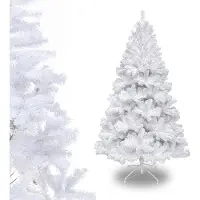 Vigevee Arbre de Noël artificiel , 180 cm, avec 650 extrémités en PVC, sapin de Noël avec pied, arbre de Noël artificiel blanc