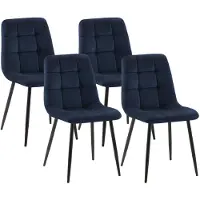CLP Ensemble de 4 chaises de salle à manger "Tilde", rembourrées, avec dossier, capacité de charge jusqu'à 150 kg, couleur bleu, revêtement en velours