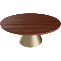 Frankystar Artù Brass - Table ronde Ø 120 cm en bois stratifié avec base en cône en métal, couleur bois foncé