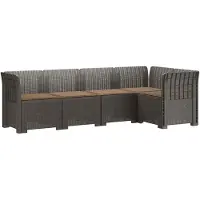 vidaXL : Canapé de jardin pour 5 personnes avec coussins, imitation rotin, plastique PP, gris clair