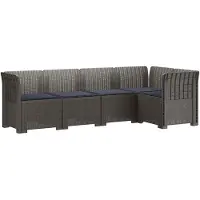 vidaXL : Canapé de jardin pour 5 personnes avec coussins, imitation rotin, plastique PP, gris clair