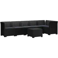 vidaXL : Canapé de jardin pour 6 personnes avec coussins, imitation rotin, polypropylène, anthracite